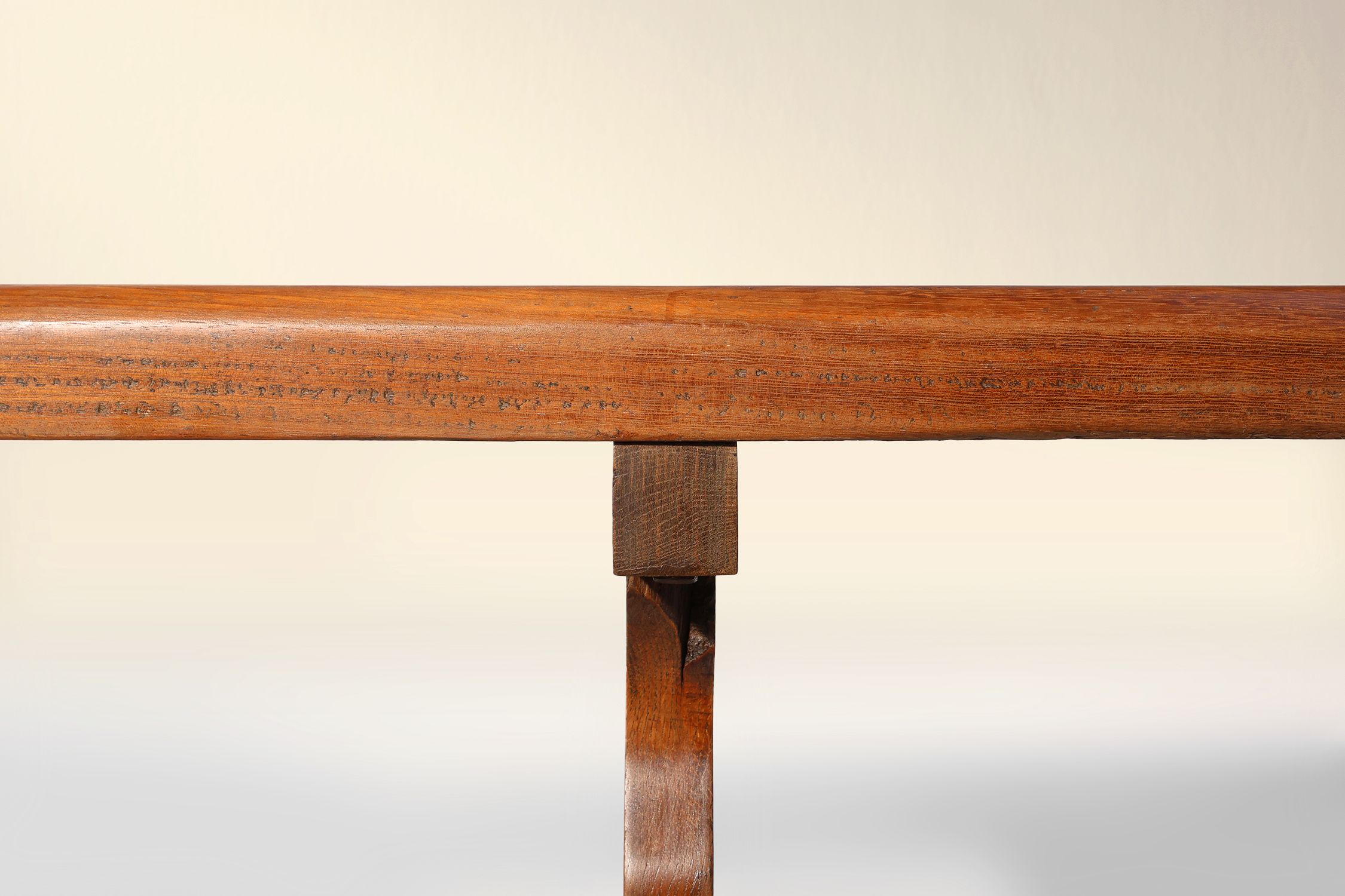 Extra long solid elm wooden monastery bench, France ca. 1850thumbnail